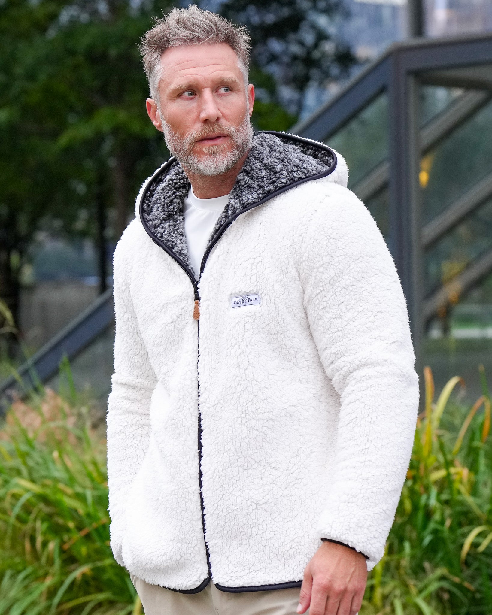 Reversible Double Sherpa Full Zip Hoodie