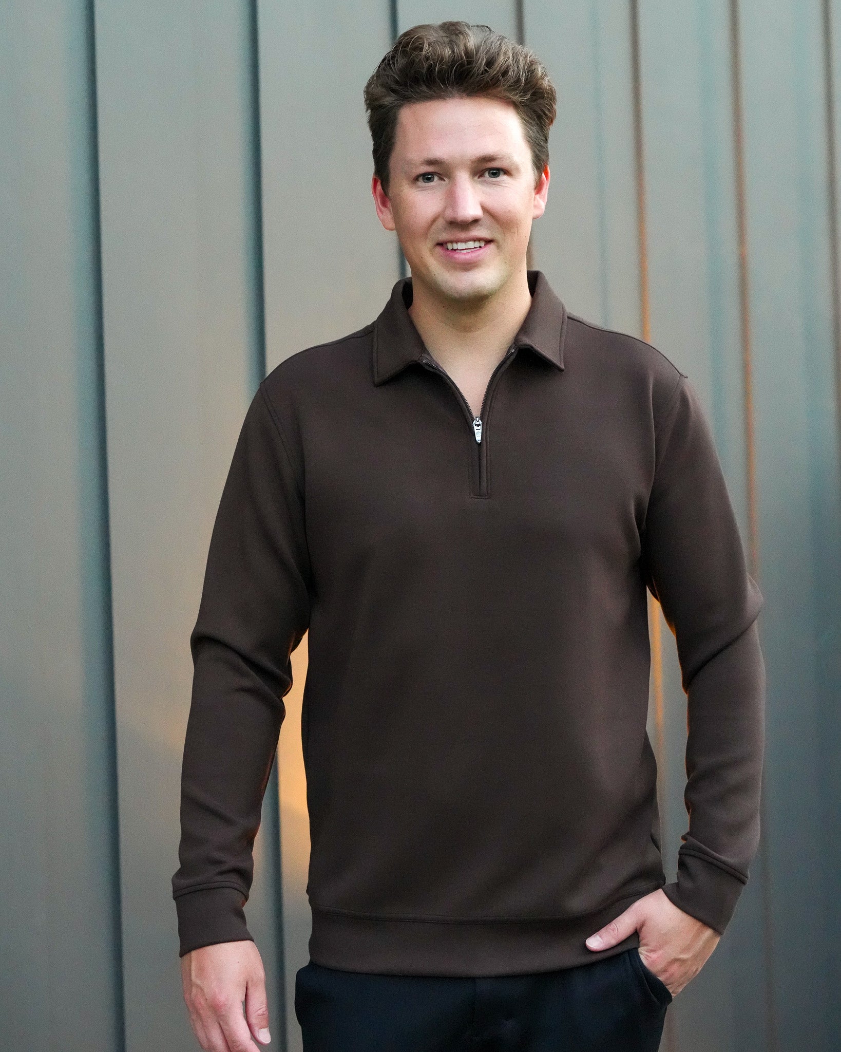 Aura Zip Polo Long Sleeve
