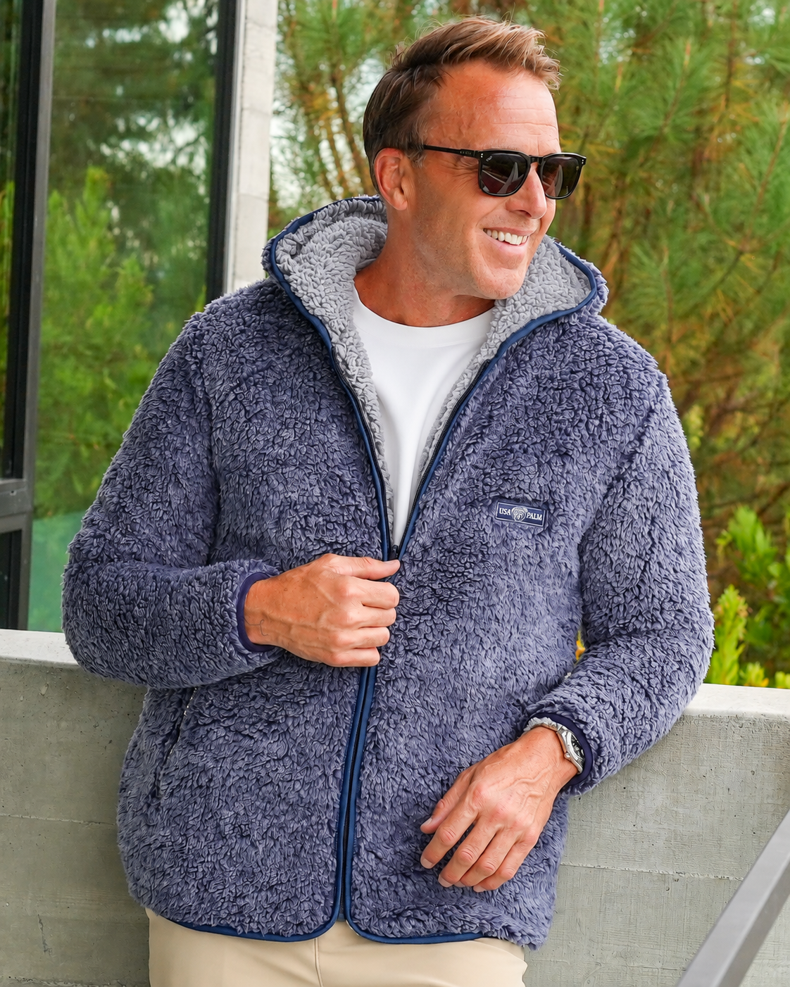 Reversible Double Sherpa Full Zip Hoodie