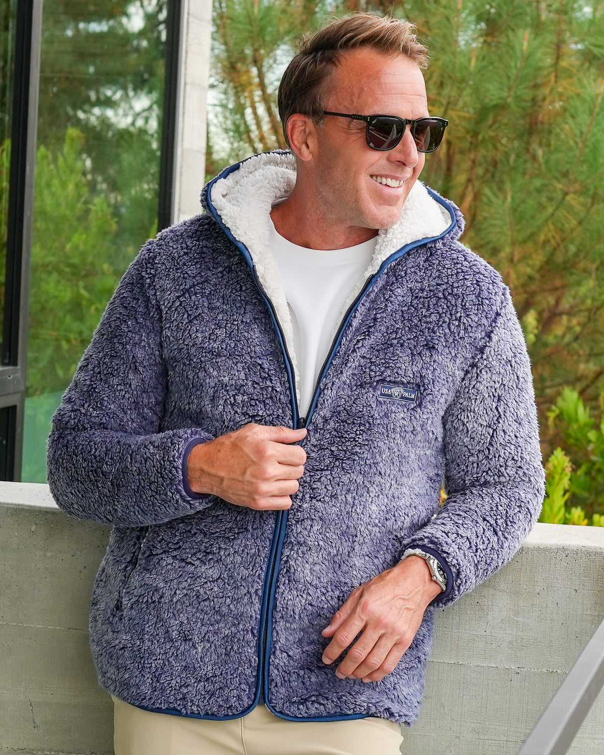 Reversible Double Sherpa Full Zip Hoodie
