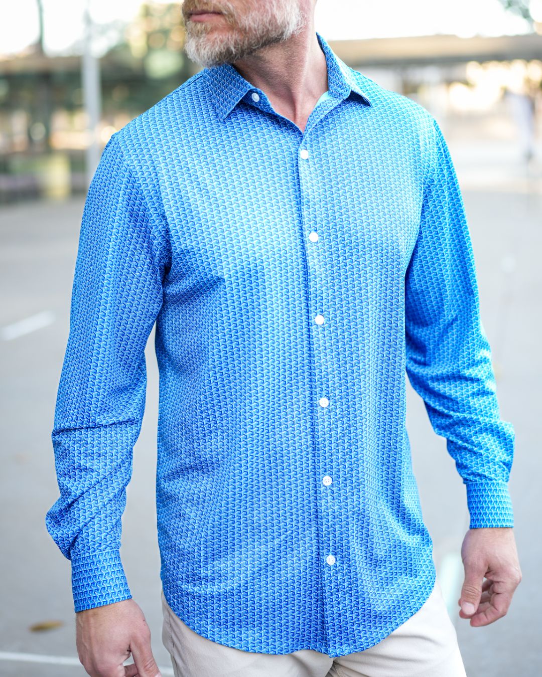 Pique Stretch Button Up Long Sleeves