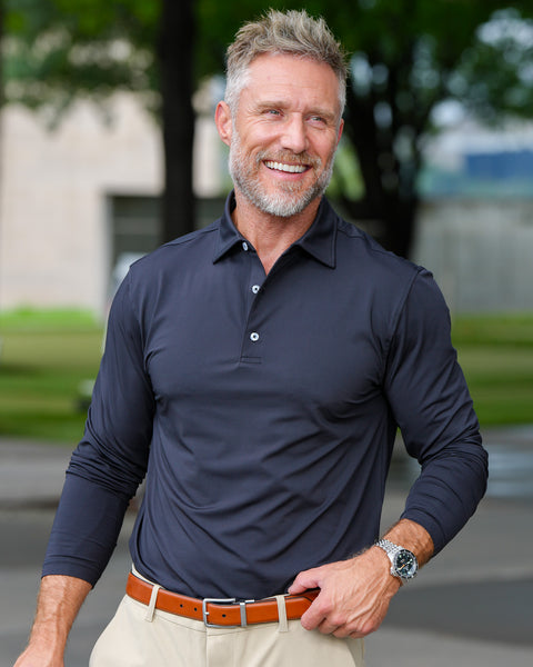 Silky Soft Polo Long Sleeve - Marina Blue / L Silky Soft Polo Long Sleeve - Marina Blue / L