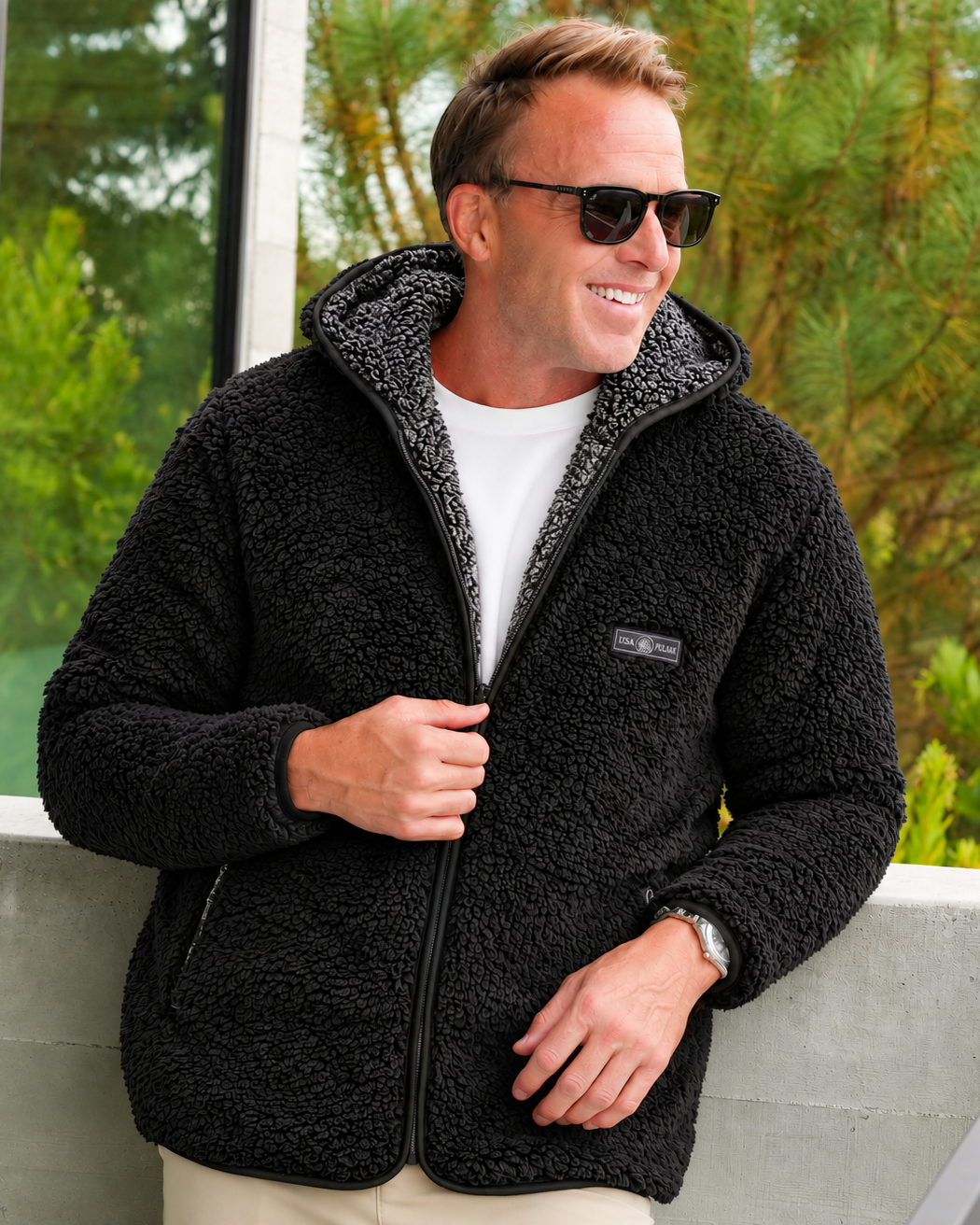 Reversible Double Sherpa Full Zip Hoodie