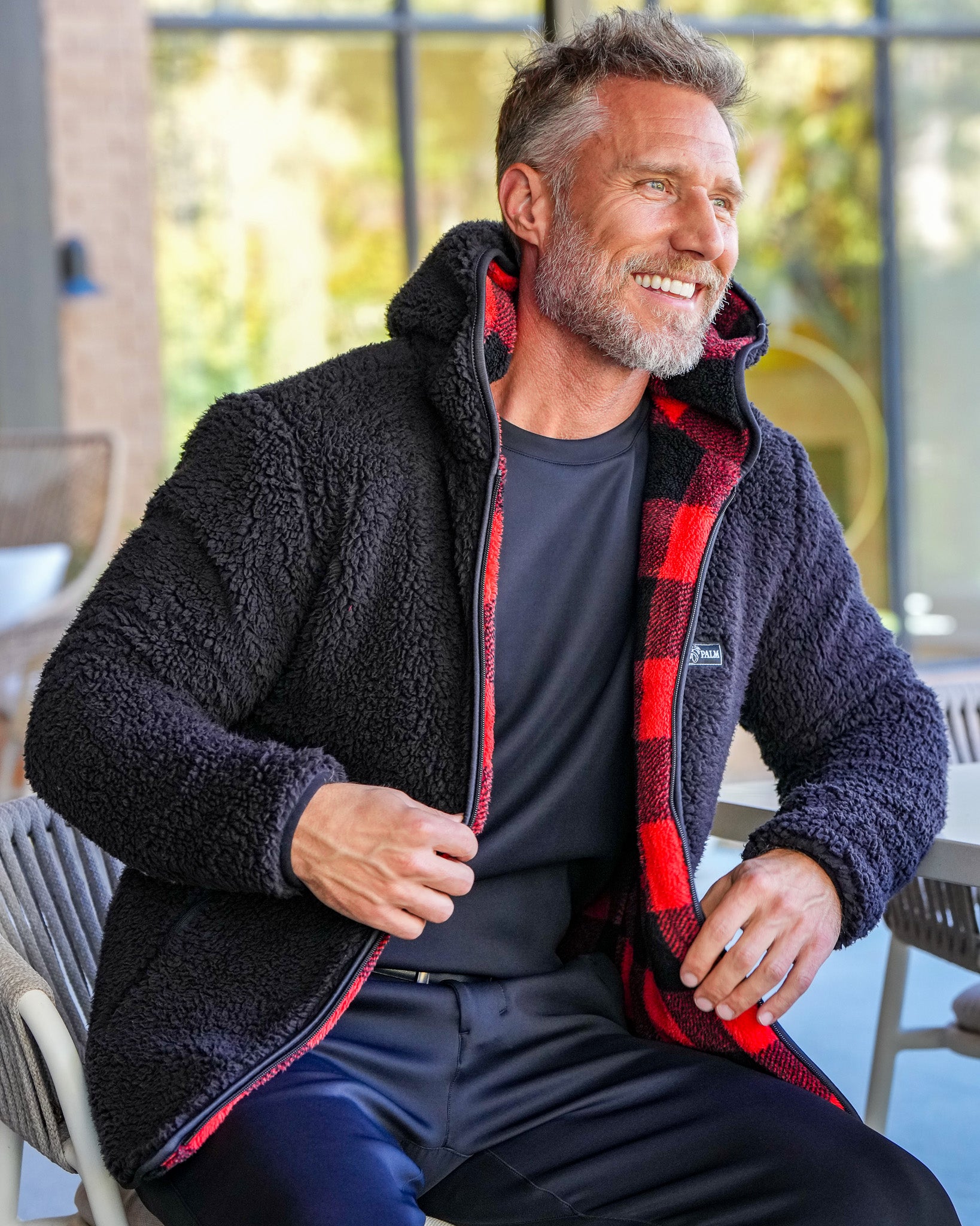 Reversible Double Sherpa Full Zip Hoodie