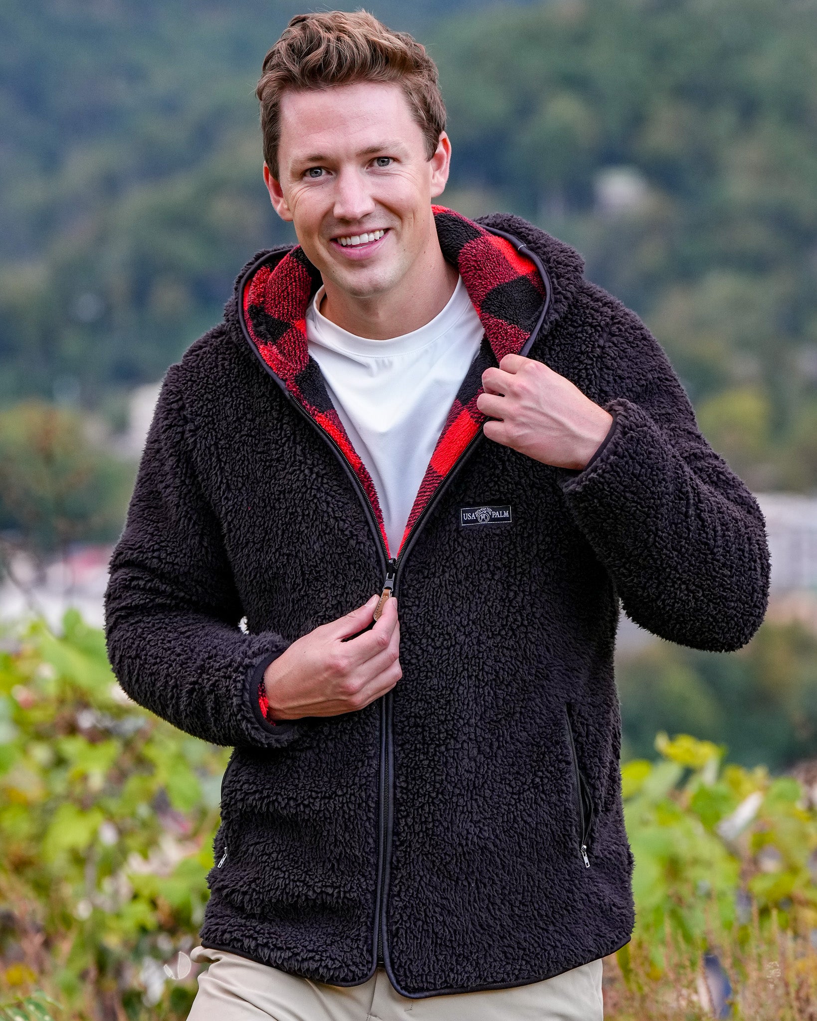 Reversible Double Sherpa Full Zip Hoodie