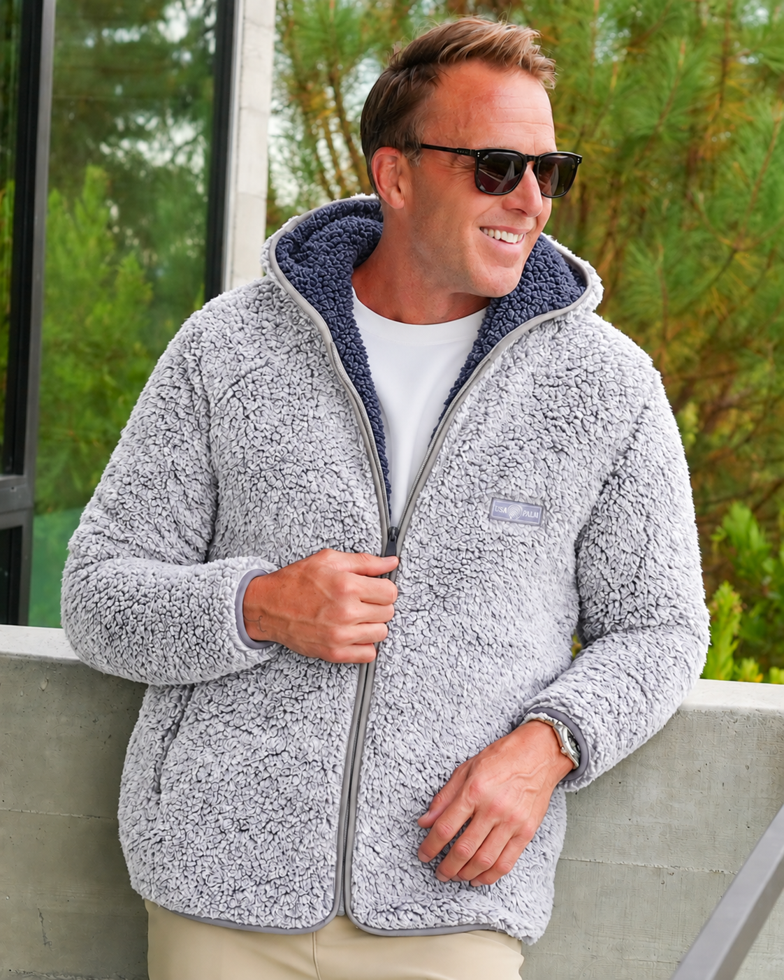 Reversible Double Sherpa Full Zip Hoodie