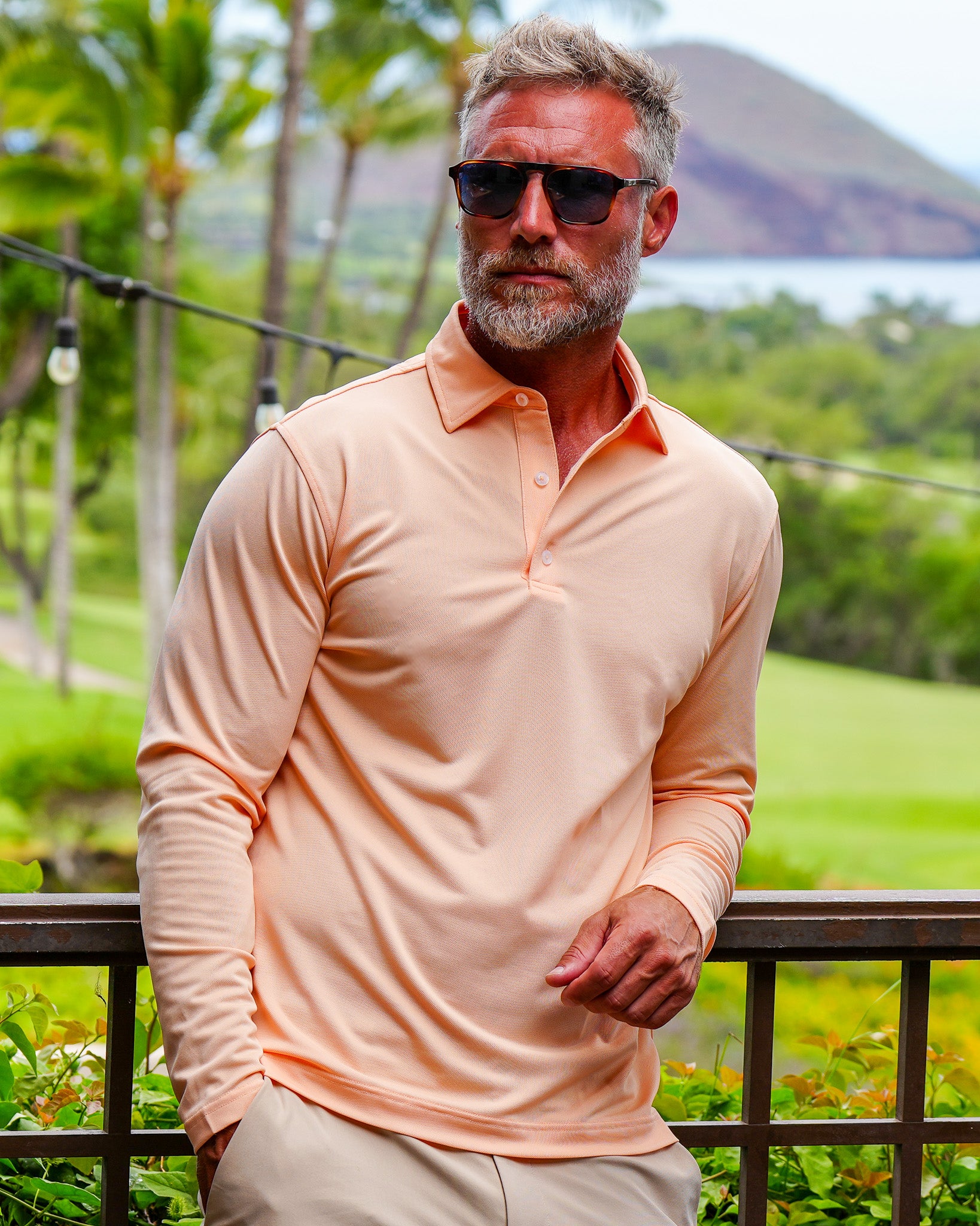 Pique Stretch Polo Long Sleeve