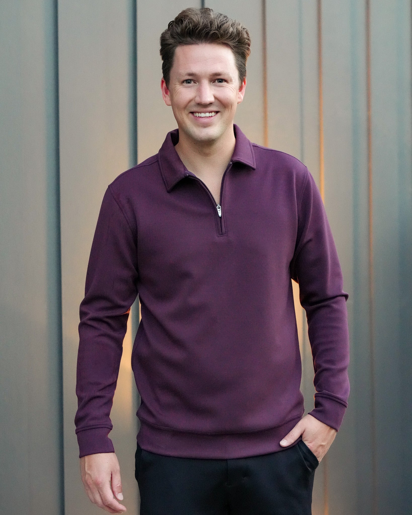 Aura Zip Polo Long Sleeve