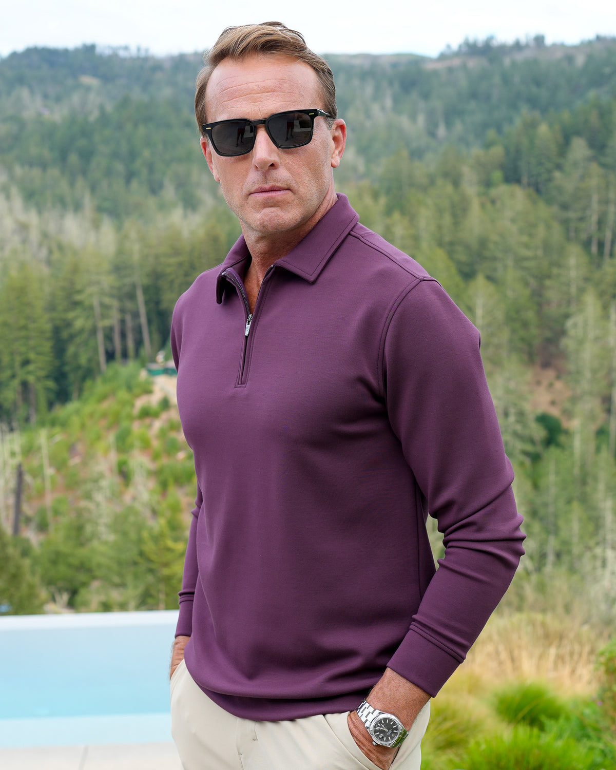 Aura Zip Polo Long Sleeve