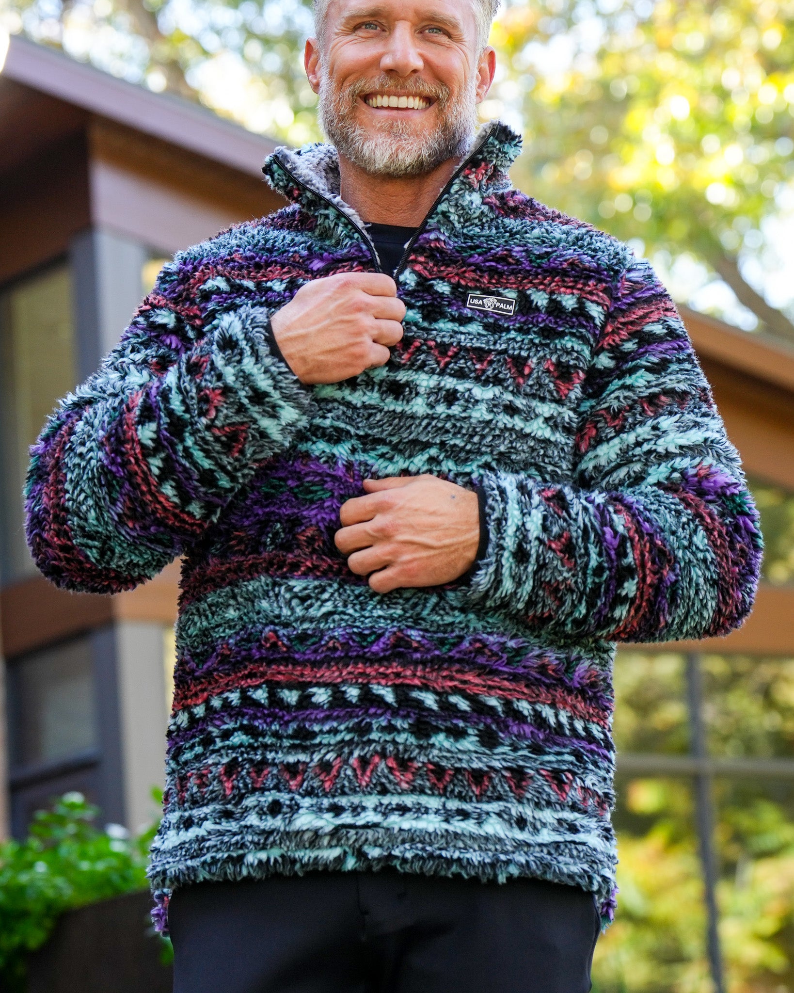 Jacquard Double Sherpa 1/4 Zip
